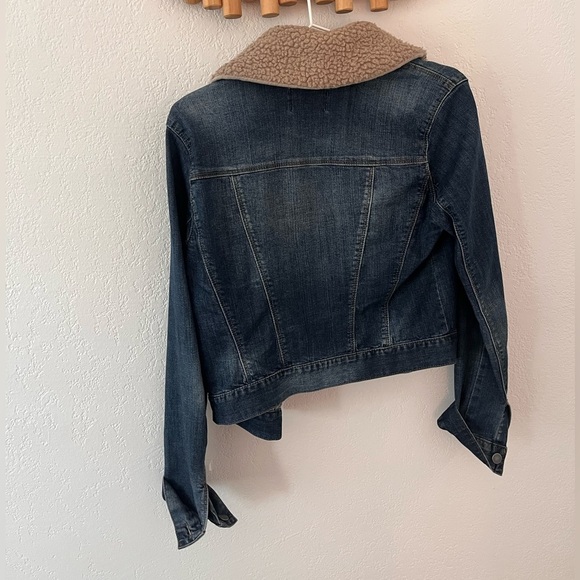 Maison Jules Blue Denim Jacket with Removable Cream Sherpa Collar Size Small - Picture 7 of 11